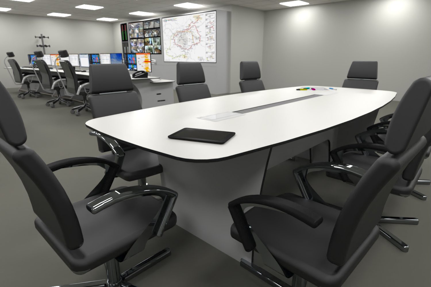 Agencement salle de contrôle - mobilier ergonomique