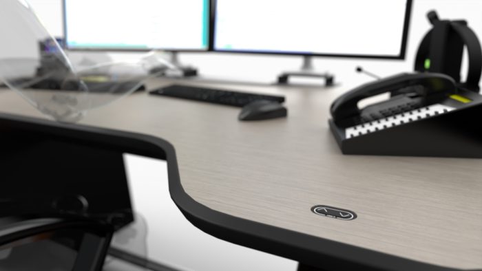 Plan de travail de console LIFT Evo avec écrans et passe-câbles